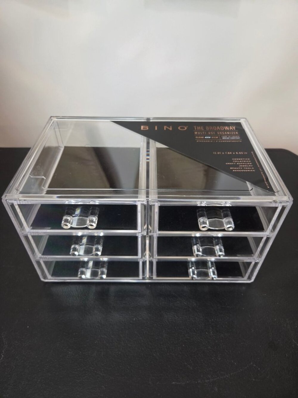 Bino Broadway Clear Acrylic Multi-Use Organizer With 6 Drawers Stackable Storage
